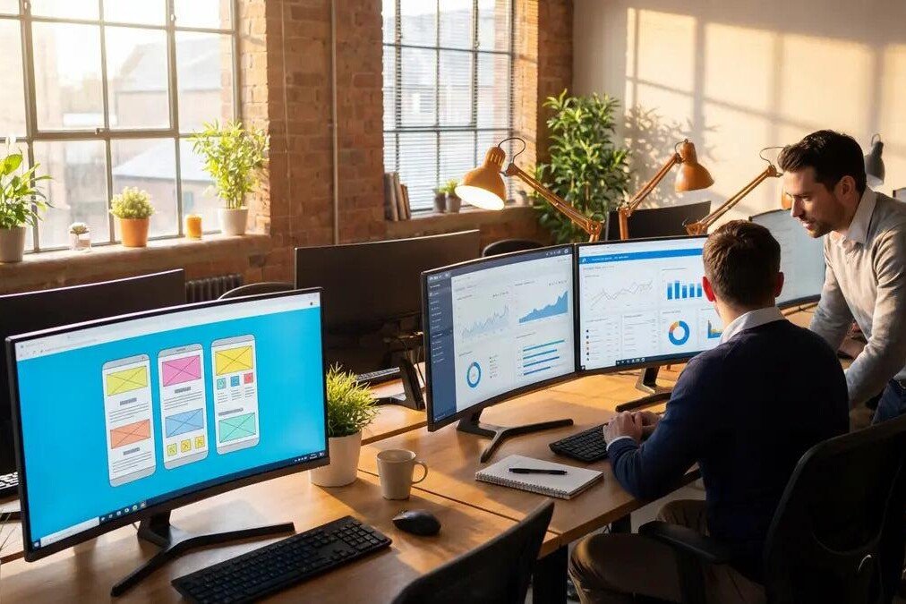 Professional team collaborating on web development projects for Toronto businesses.